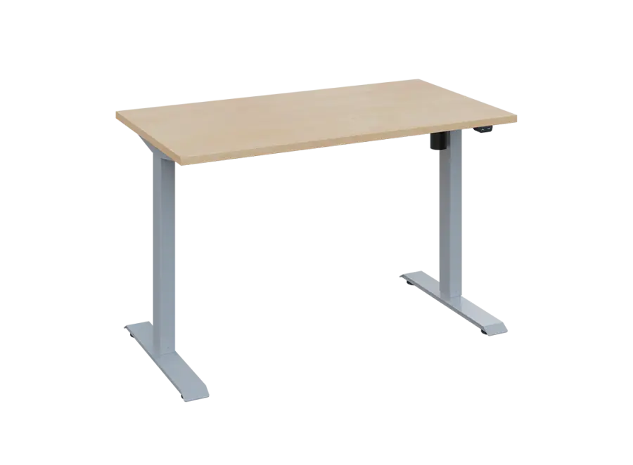 Flexi 27-12 výškově nastavitelný stůl, kovová podnož stříbrná, deska 25 mm, široký 1200 mm, bříza irská